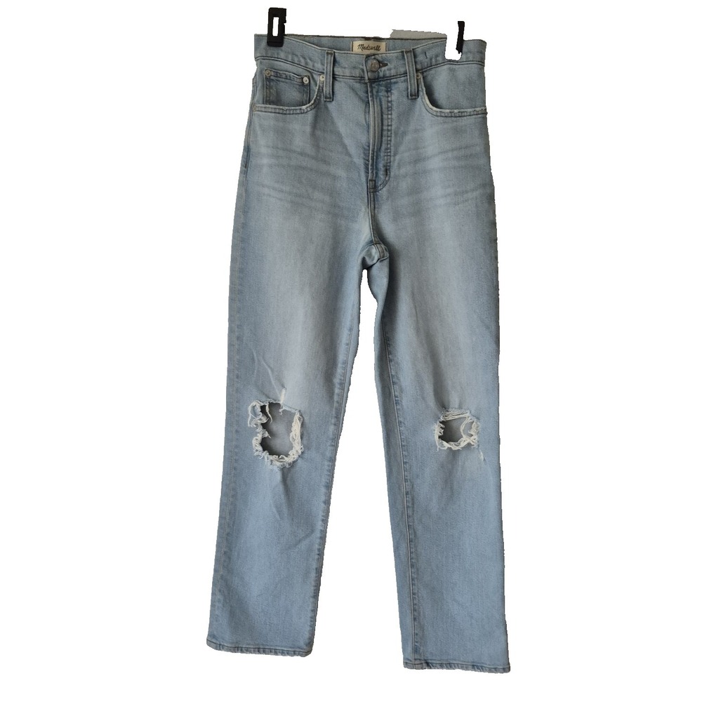 Madewell Jeans Womens 26‎ Blue The Perfect Vintage Straight Jeans Distressed USA